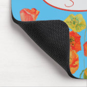 Rote Orange Mohn Mohnblumen floral Blau Mädchen Na Mousepad (Ecke)