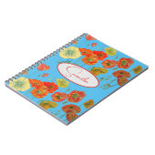 Rote Orange Mohn Mohnblumen floral Blau Mädchen Na Notizblock (Linke Seite)