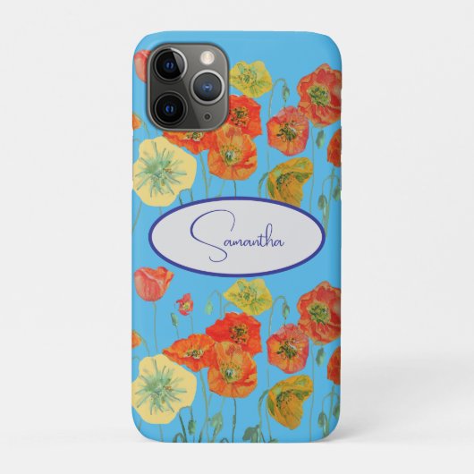 Rote Orange Mohn Mohnblumen floral Blaue Mädchen N Case-Mate iPhone Hülle (Rückseite)