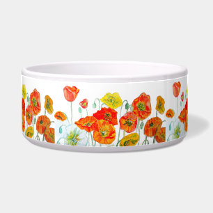 Rote Orange Mohn-Wasserfarben-Blumenband Napf