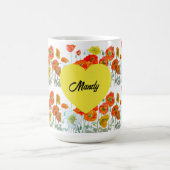 Rote Orange Mohnblume Aquarell Mohn Frau Kaffeetasse (Mittel)