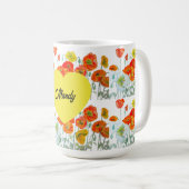 Rote Orange Mohnblume Aquarell Mohn Frau Kaffeetasse (VorderseiteRechts)