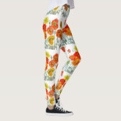 Rote Orange Mohnblume Aquarell Mohn Leggings (Rechts)