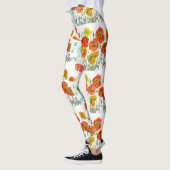 Rote Orange Mohnblume Aquarell Mohn Leggings (Links)