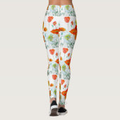 Rote Orange Mohnblume Aquarell Mohn Leggings (Rückseite)