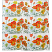 Rote Orange Mohnblume Aquarell Mohnblumen Duschvorhang (Vorderseite)