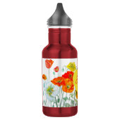 Rote Orange Mohnblume Aquarell Mohnblumen Edelstahlflasche (Links)
