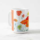 Rote Orange Mohnblumen Aquarell Frau Mohn Kaffeetasse (Vorderseite Links)