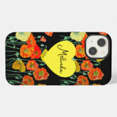 Rote Orange Mohnblumen Aquarell Frau Name iPhone Hülle (Rückseite (Horizontal))