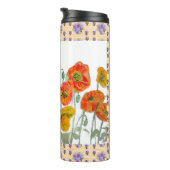 Rote Orange Mohnblumen-Aquarell-Frauenmalerei Thermosbecher (Nach rechts gedreht)