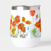 Rote Orange Mohnblumen-Aquarell-Frauenname (Links)