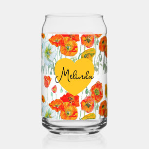 Rote Orange Mohnblumen Aquarell Frauenname Dosenglas