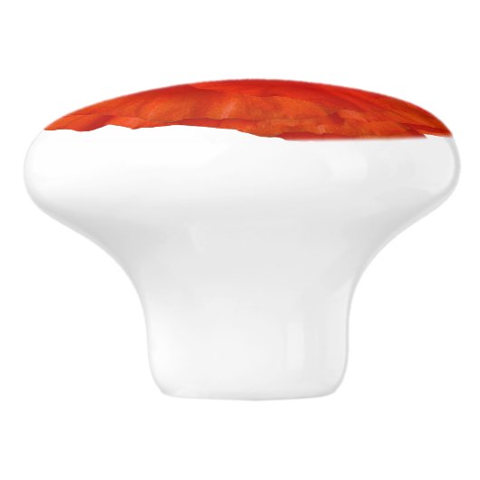 Rote orange Mohnblumen-Blumenfach-Zug-Griff Keramikknauf (Seitenansicht)