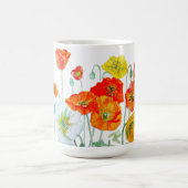 Rote Orange Mohnblumen Wasserfarbe Frauenvorname Kaffeetasse (Mittel)