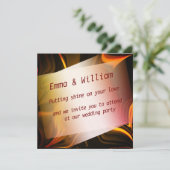 Rote Orange- oder Goldkurven auf dunklem Hintergru Einladung (Stehend Vorderseite)