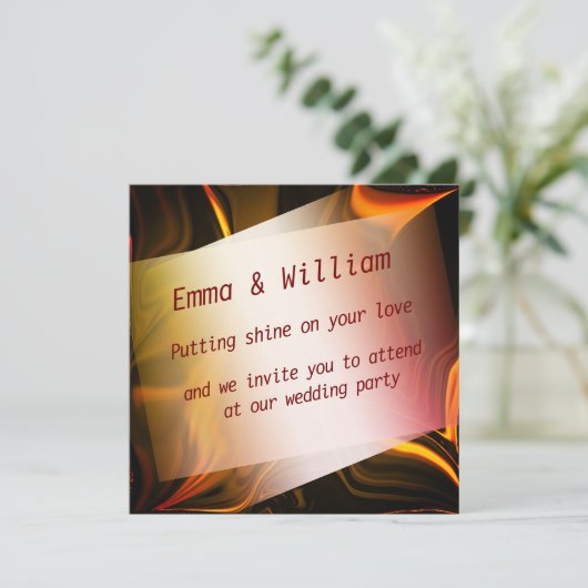 Rote Orange- oder Goldkurven auf dunklem Hintergru Einladung (Stehend Vorderseite)