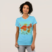 Rote Orange Poppy Frische Pasta machen Blume T-Shirt (Vorne ganz)