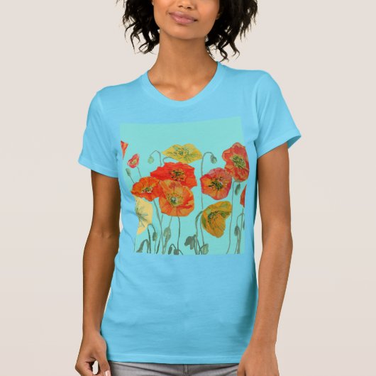 Rote Orange Poppy Frische Pasta machen Blume T-Shirt (Vorderseite)