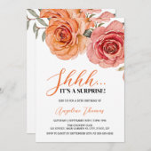 Rote Orange Rose Botanische Überraschung Geburtsta Einladung (Vorne/Hinten)