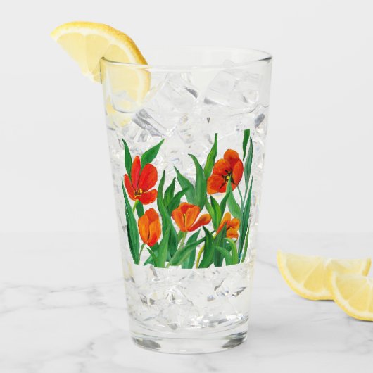 Rote/orange Tulissen Glas (Vorderseite Ice)
