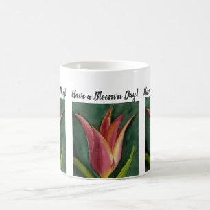 Rote orange Tulpewatercolor-Blume Kaffeetasse