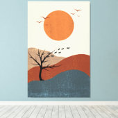 Rote, orange und beige farbige Illustrationsmauer Leinwanddruck (Insitu (Holzboden))