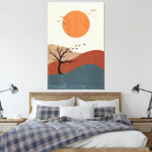 Rote, orange und beige farbige Illustrationsmauer Leinwanddruck (Insitu (Schlafzimmer))