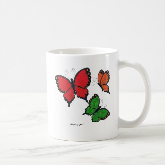 Rote, orange und grüne Schmetterlings-Tasse Kaffeetasse (Rechts)