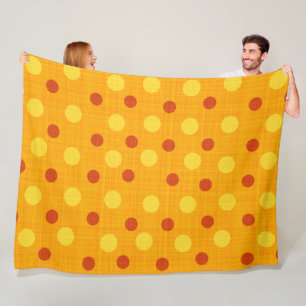 ROTE ORANGE YELLOW AUTUMN POLKA DOTS FLEECEDECKE