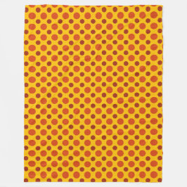ROTE ORANGE YELLOW AUTUMN POLKA DOTS FLEECEDECKE