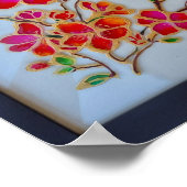Rote Orangefarbene Blumen Glasmalerei Wandkunst Poster (Ecke)