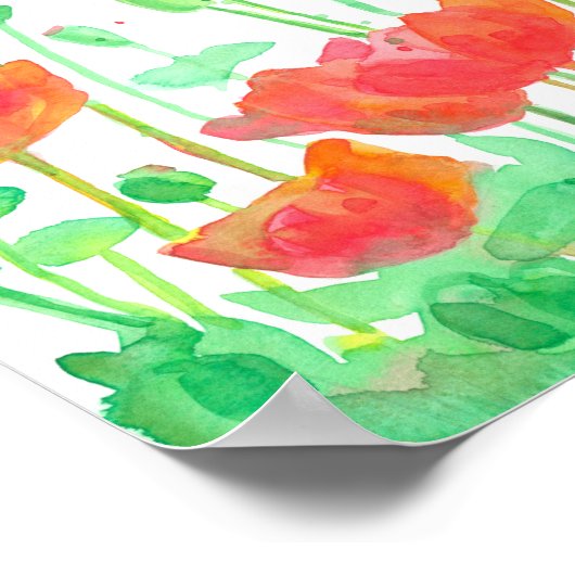 Rote Orangefarbene Feldfrüchte Wasserfarbe Poster (Ecke)