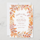 Rote orangefarbene Herbstlaube fallen im Brautpart Einladung (Vorderseite)