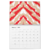 Rote, orangefarbene und rosa Texturmuster und Moti Kalender (Feb 2027)