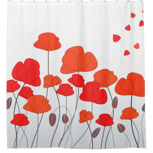 Rote Orangen Mohnblumen Duschvorhang (Vorderseite)