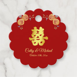 Rote Orangenblüte Chinesische Hochzeit doppeltes G Geschenkanhänger