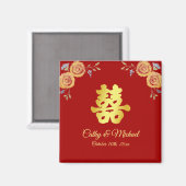 Rote Orangenblüte Chinesische Hochzeit doppeltes G Magnet (Vorderseite/Rückseite)