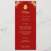 Rote Orangenblüte Chinesische Hochzeit doppeltes G Menükarte (Vorderseite)