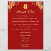 Rote Orangenblüte Chinesische Hochzeit doppeltes G Menükarte (Vorderseite)