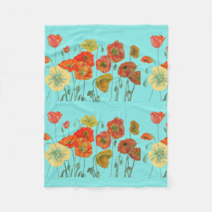 Rote Orangenblüte Mohnblüten Blume Aqua Fleecedecke