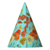 Rote Orangenblüte Mohnblüten Blume Aqua Partyhütchen (Rückseite)