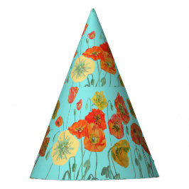 Rote Orangenblüte Mohnblüten Blume Aqua Partyhütchen