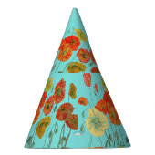 Rote Orangenblüte Mohnblüten Blume Aqua Partyhütchen (Rechts)