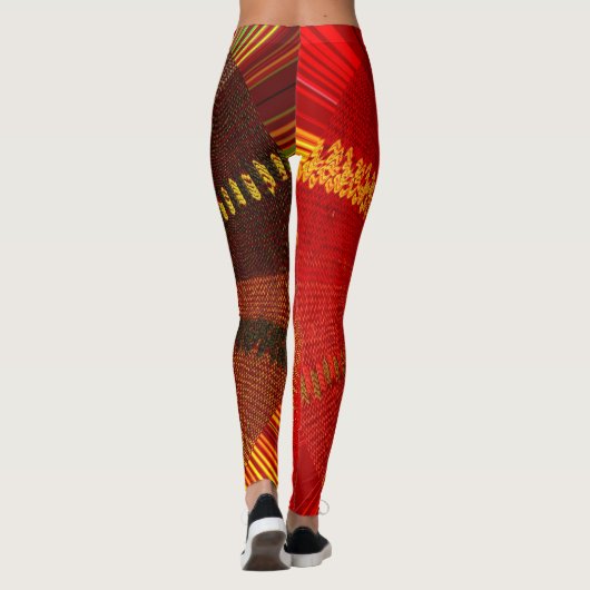 Rote Orangenbraun Spirale Abstrakte Leggings (Rückseite)