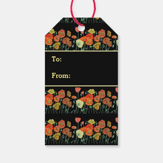 Rote Orangenmohnblume Blume Poppies Blumengestein Geschenkanhänger (Rückseite)