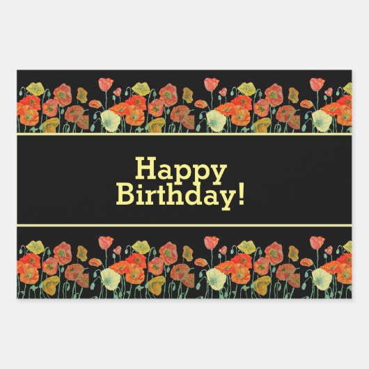 Rote Orangenmohnblume Blume Poppies Blumengestein Geschenkpapier Set (Vorderseite)