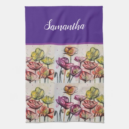 Rote Orangenmohnblume Blume Poppies Blumengestein Geschirrtuch (Vertikal)