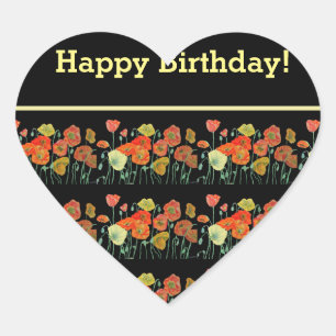 Rote Orangenmohnblume Blume Poppies Blumengestein Herz-Aufkleber