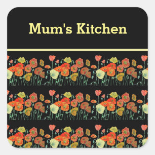 Rote Orangenmohnblume Blume Poppies Blumengestein Quadratischer Aufkleber