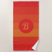 Rote Orangenstreifen, kundenspezifisches Monogramm Strandtuch (Vorderseite)